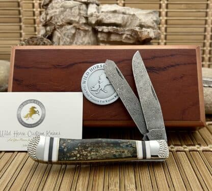 Blue Mammoth Ivory Damascus Trapper #1/1 – Wild Horse