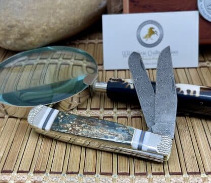 Case XX Blue Mammoth Ivory Damascus Trapper – Wild Horse Custom #1/1 - Image 2