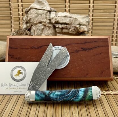 Wild Horse Custom #08 Blue Cross Cut Mammoth Trapper Damascus - Image 5