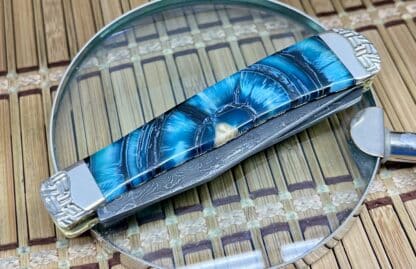 Wild Horse Custom #08 Blue Cross Cut Mammoth Trapper Damascus - Image 3