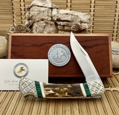 Buck 110 Mammoth Ivory and Malachite Lockback Knife — Wild Horse Custom