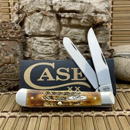 Case XX 6.5 Burnt Bone Stag Pocket Clip Trapper Knife – USA 65345 - Image 2