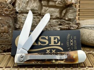Case XX Burnt Bone Stag Trapper Knife | Clip Pocket 65345