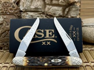 Engraved Amber Bone Muskrat – Case XX Custom Knife