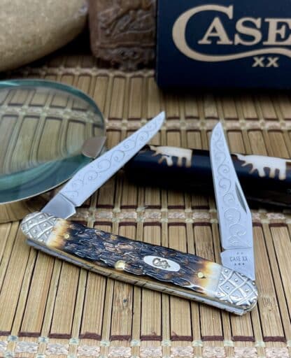 Case XX Engraved Amber Bone Muskrat – Wild Horse Customs #012/100 - Image 2