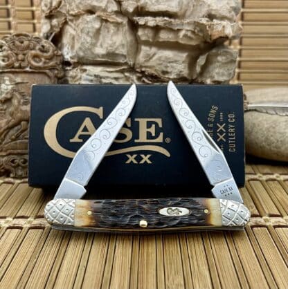 Hand-Fired Peachseed Amber Bone Muskrat – Case XX Custom Knife