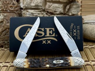 Engraved Peachseed Bone Muskrat Knife – Case XX #014/100