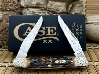 Engraved Amber Bone Muskrat Knife – Case XX #017/100