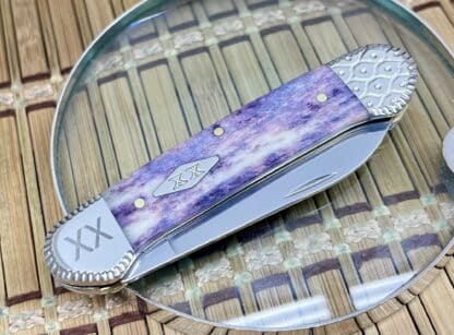 Gorgeous Engraved Smooth Purple Appaloosa Bone Canoe: Exclusive Gem - Image 2