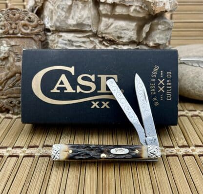 Engraved Peachseed Amber Bone Baby Doc Knife – Case XX #005/100
