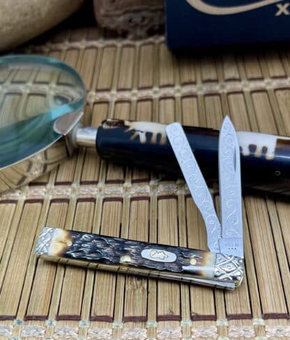 Case XX Custom Engraved Peachseed Amber Bone Baby Doc – Wild Horse Customs #005/100 - Image 3