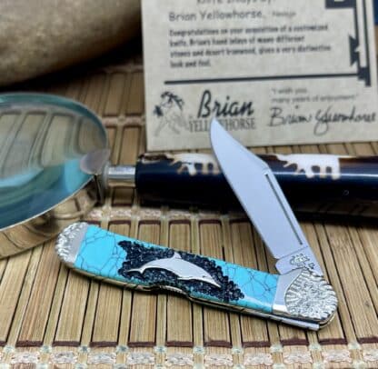 Yellowhorse Turquoise Dolphin Mini Copperlock Knife – Case XX USA Custom - Image 2