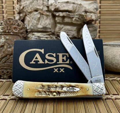 Exquisite Engraved Bone Stag Trapper Pocket Knife: #01/50 Rare Gem - Image 4