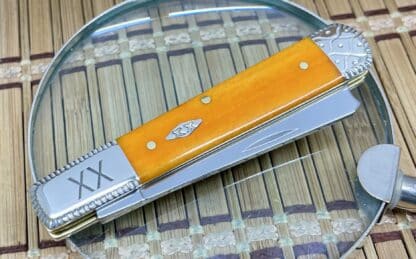 Splendid Engraved Persimmon Bone Razor: Exclusive USA-Crafted Gem - Image 2