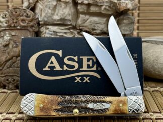 Engraved Bone Stag Wharncliffe Trapper Knife