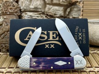 Purple Appaloosa Bone Scrolled Canoe Knife | Case XX