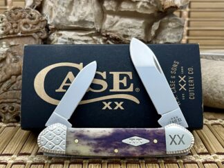 Purple Appaloosa Bone Engraved Canoe Knife | Case XX