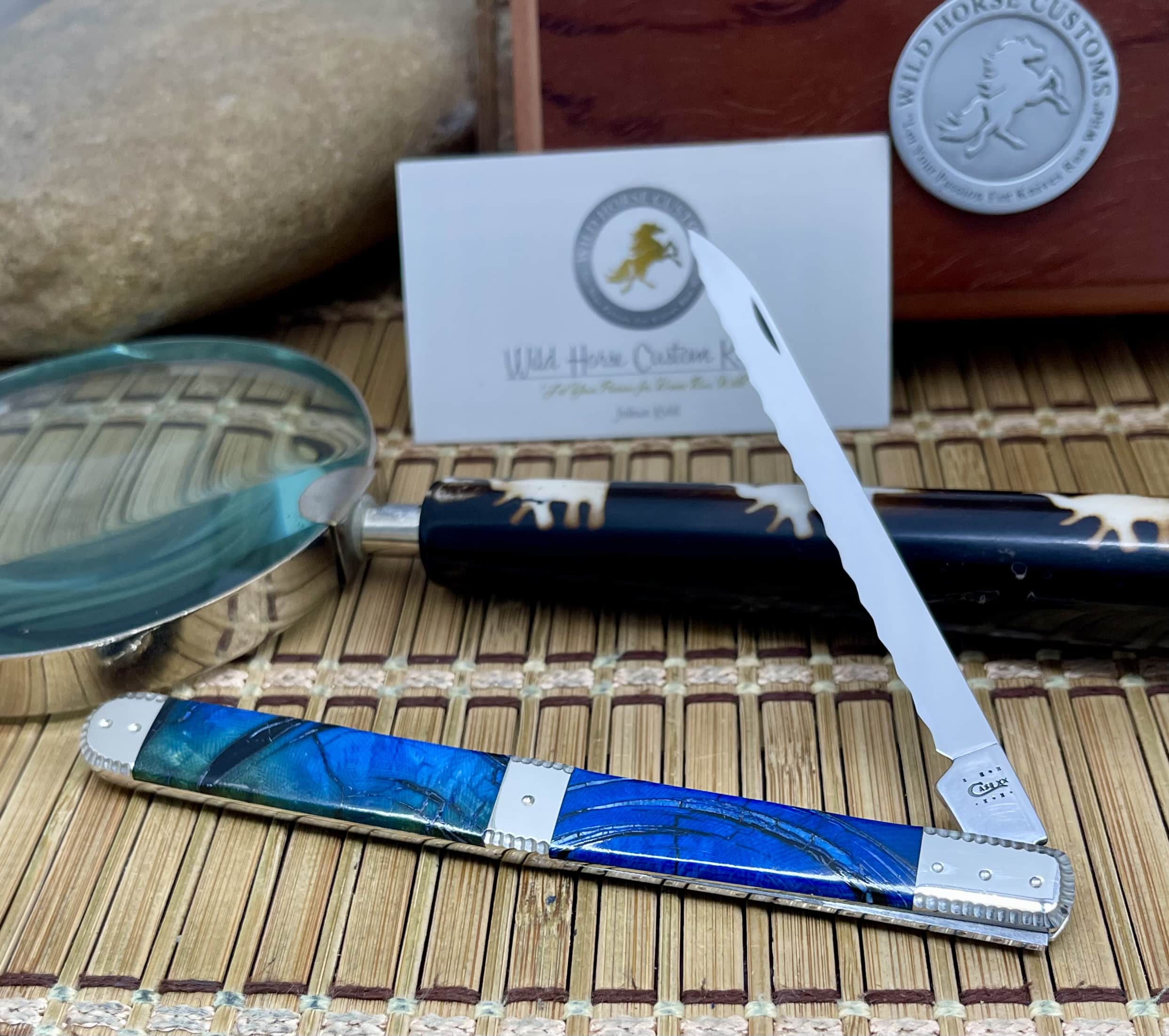 Case XX Wild Horse Custom Blue Mammoth Fossil Melon Tester Pocket Knife #1 of 5 - Image 2