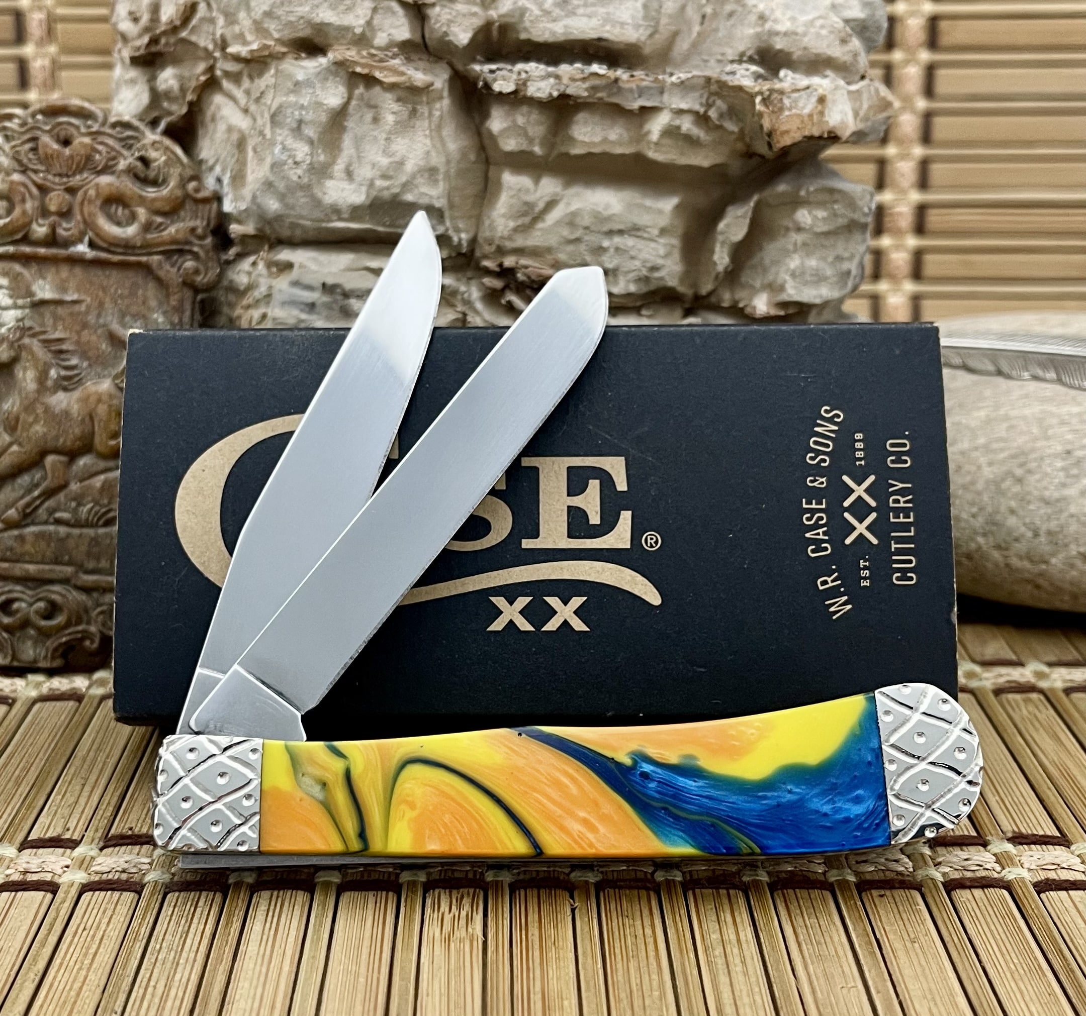 Case XX USA Custom Feather McCall Engraved Trapper Pocket Knife - Image 3