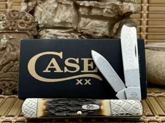 Case Custom Amber Bone Scrolled Razor Barlow | #26 of 100