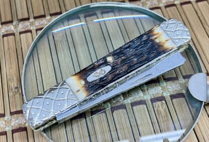 Case Custom Amber Bone Scrolled Razor Barlow | #29 of 100 - Image 3