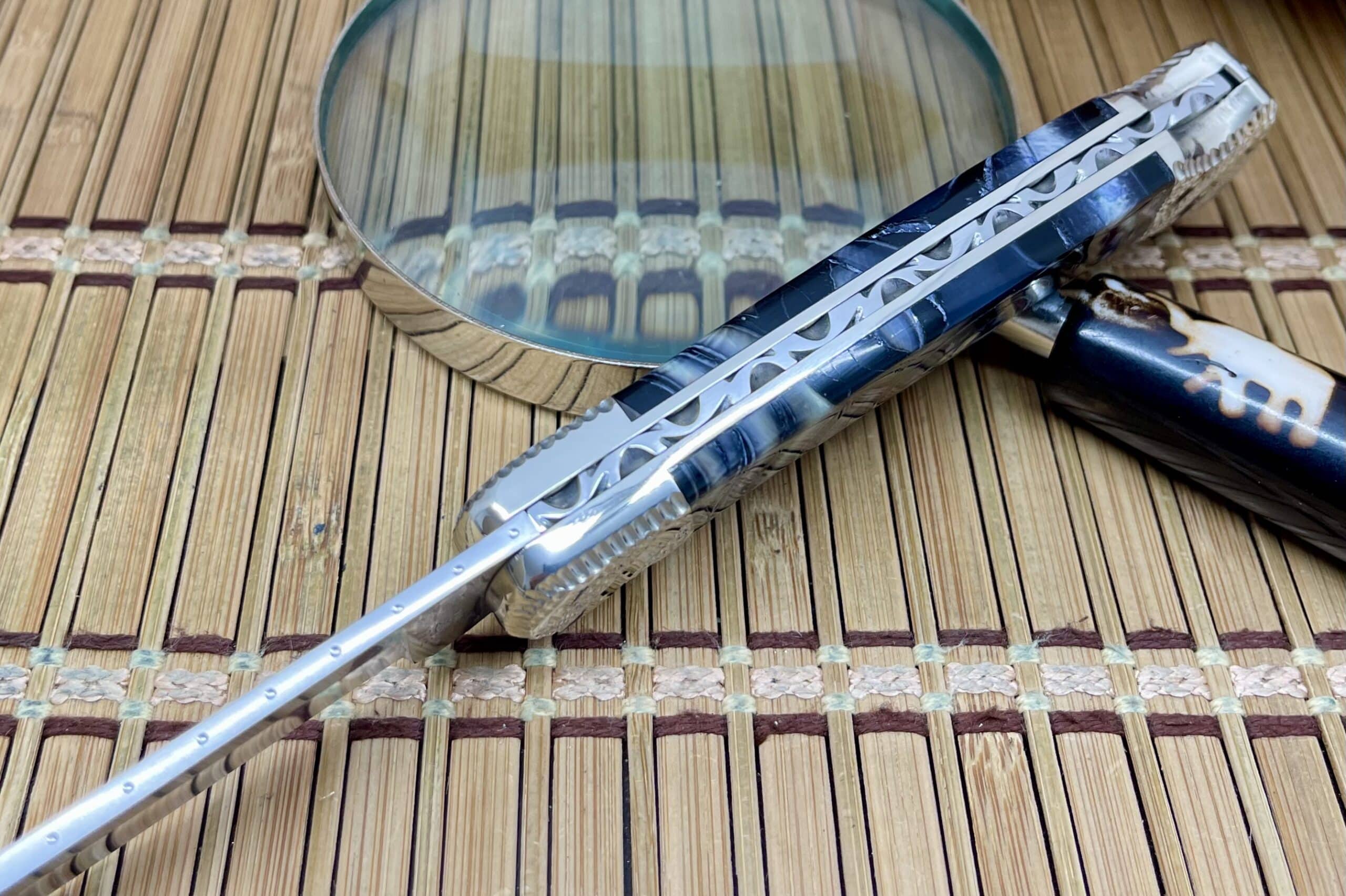 Buck 110 USA Wild Horse Custom Black Cross-Cut Mammoth Folding Hunter Pocket Knife #3 of 25 - Image 2