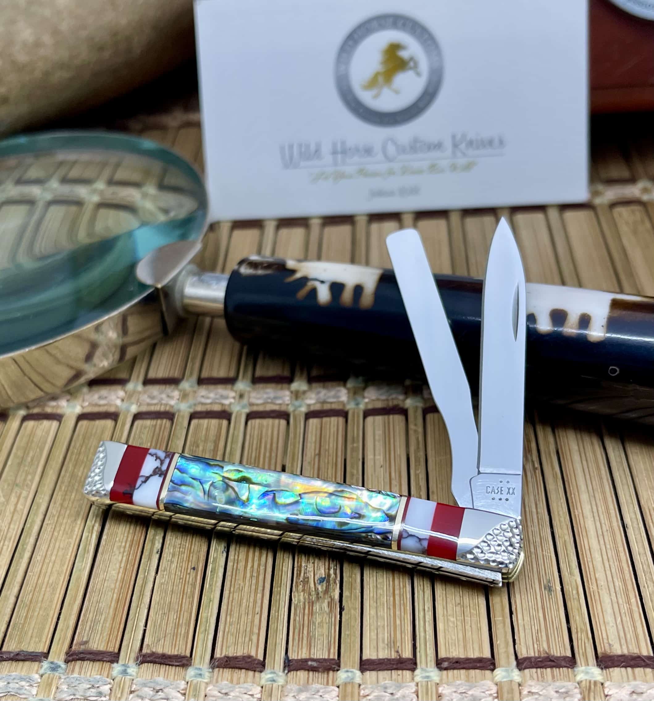 Case XX Baby Doc Wild Horse Custom Abalone & Bloody Jasper Pocket Knife #03 - Image 2