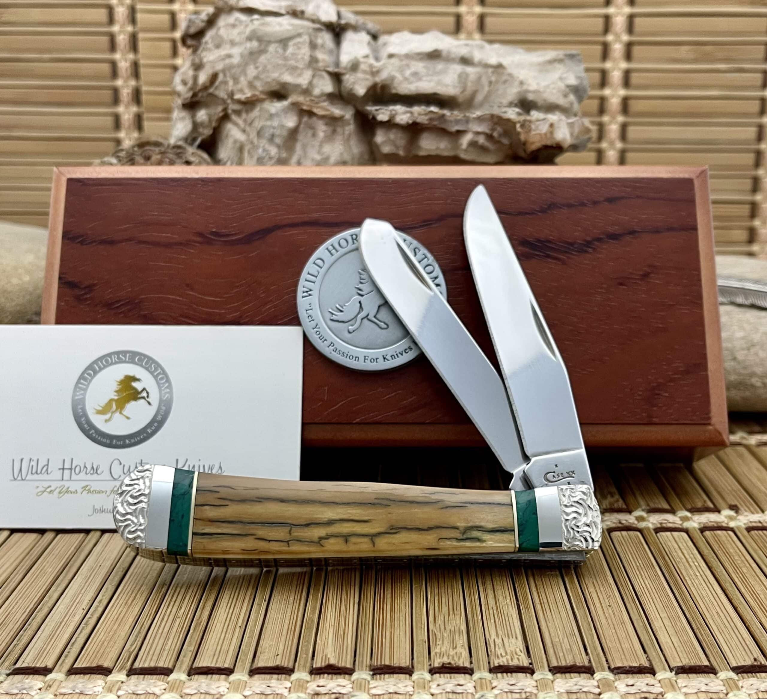 Case Mammoth Fossil Jade Trapper Knife | Wild Horse Custom