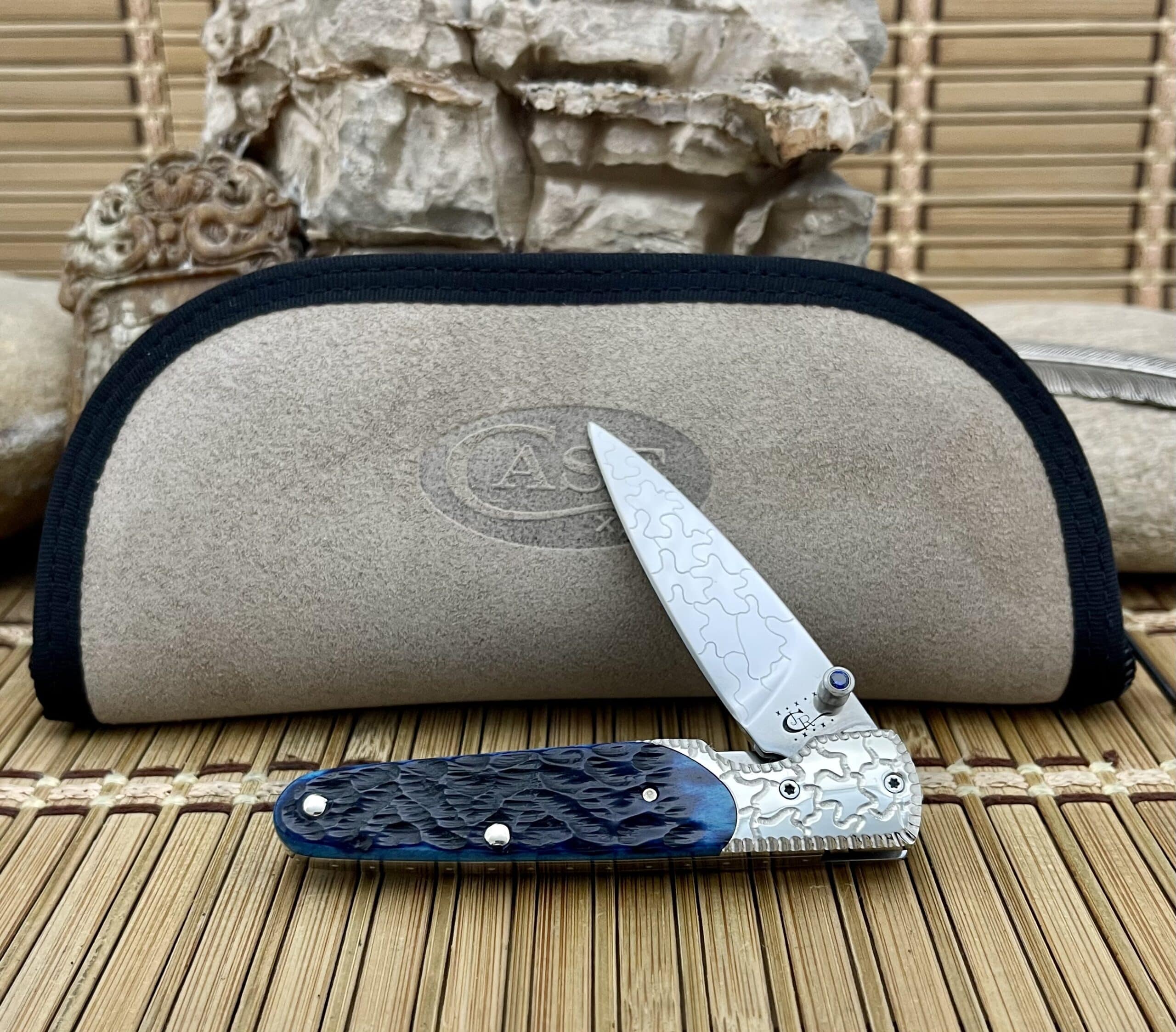 Stunning Case Ocean Blue Bone BG42 Slimlock Pocket Knife