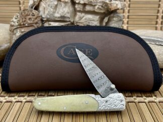 Elegant Case Green Bone Damascus Slimlock Pocket Knife