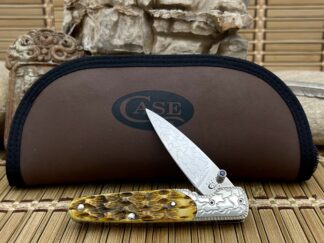 Stunning Case Goldenrod Bone Slimlock Pocket Knife w/ Sapphire