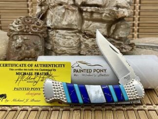 Buck Mother of Pearl Gold Vein Lapis Ranger Pocket Knife | Rare Custom