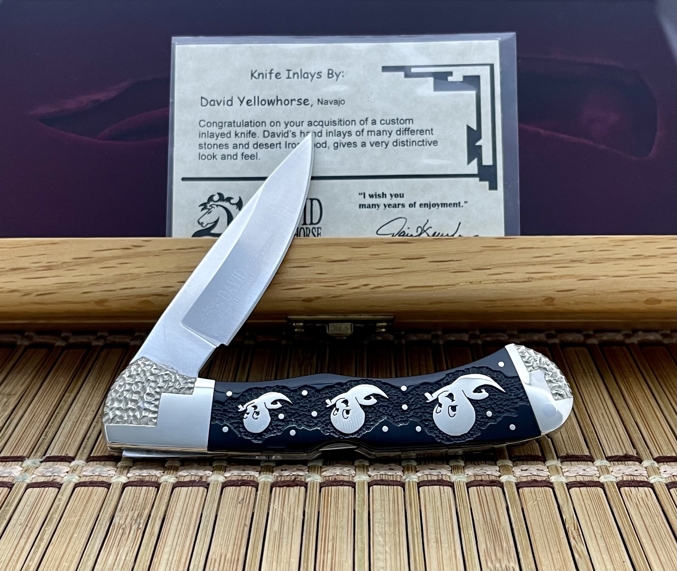 Rare Buck 532 David Yellowhorse Halloween Black Onyx Bucklock Knife