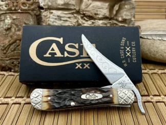 Case Amber Bone Hand Fired Russlock Knife
