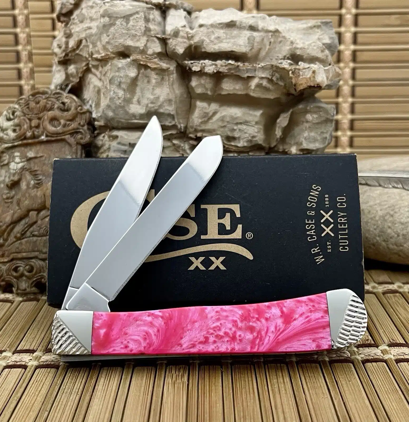 Case XX Custom Trapper Pink Salmon Mica Pearl Pocket Knife - Image 3
