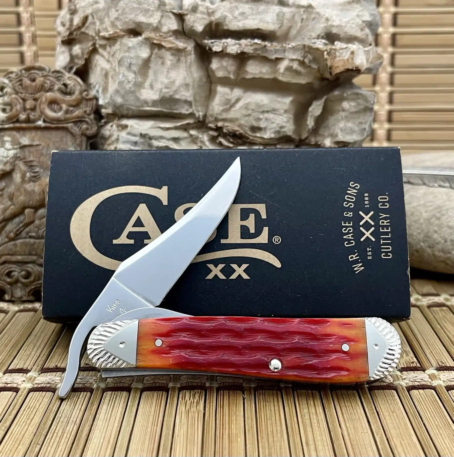 Case XX Custom Russlock Indian Paintbrush Bone Pocket Knife #04 - Image 2