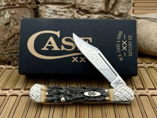 Case XX Mini Copperlock Hand Fired Peachseed Amber Bone Custom Pocket Knife #035