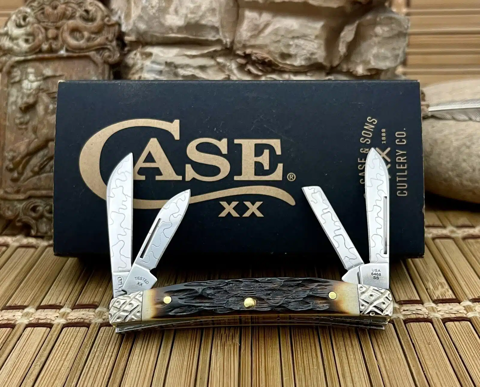 Case XX Small Congress Hand-Fired Peachseed Amber Bone Pocket Knife #16/100 - Image 5