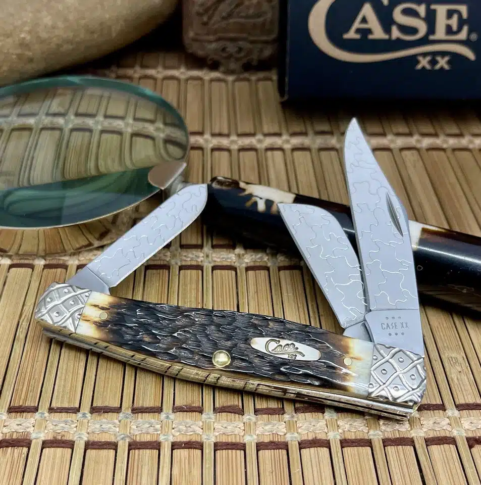 Case XX Large Stockman Hand-Fired Peachseed Amber Bone Pocket Knife #46/100 - Image 2