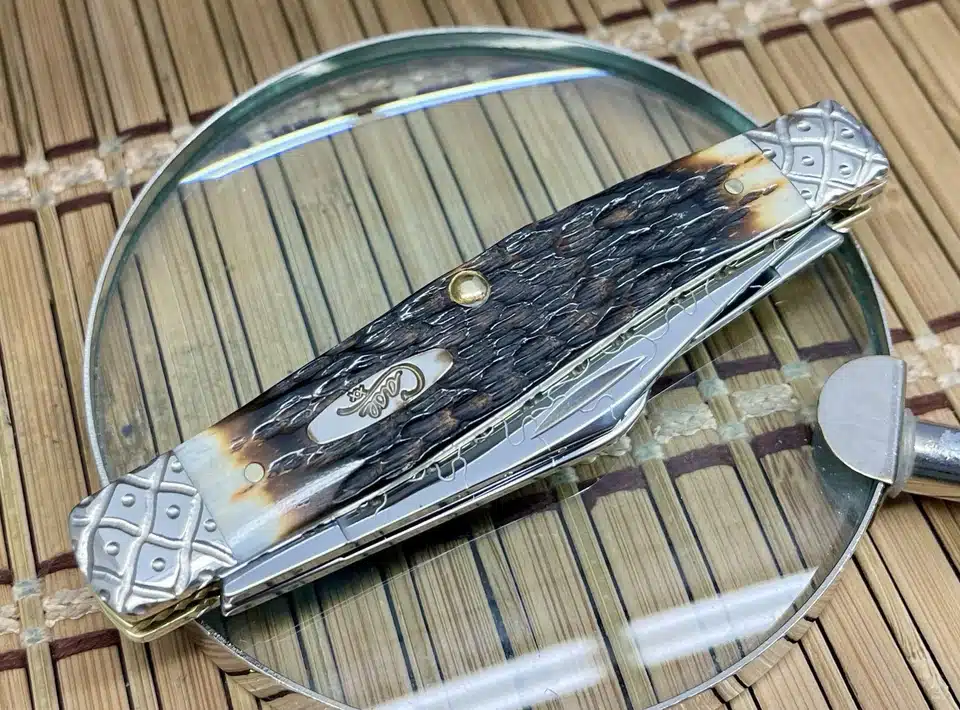 Case XX Large Stockman Hand-Fired Peachseed Amber Bone Pocket Knife #46/100 - Image 3