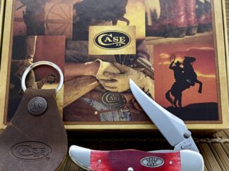 Ultra rare case sawcut red bone folding hunter knife set