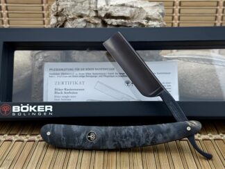 Premium boker black amboina straight razor 6/8 carbon