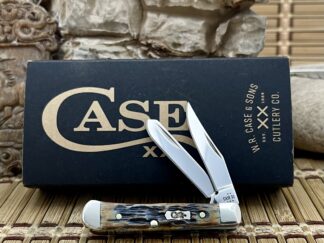 Pocket worn case mediterranean blue tiny trapper knife