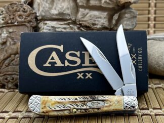 Amazing case bone stag engraved trapper