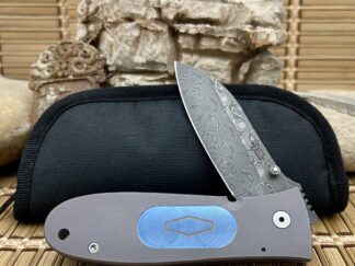 Ultra Rare dozier raindrop damascus titanium folder 3.5”