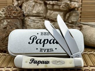 Collector's case smooth natural bone papaw trapper knife