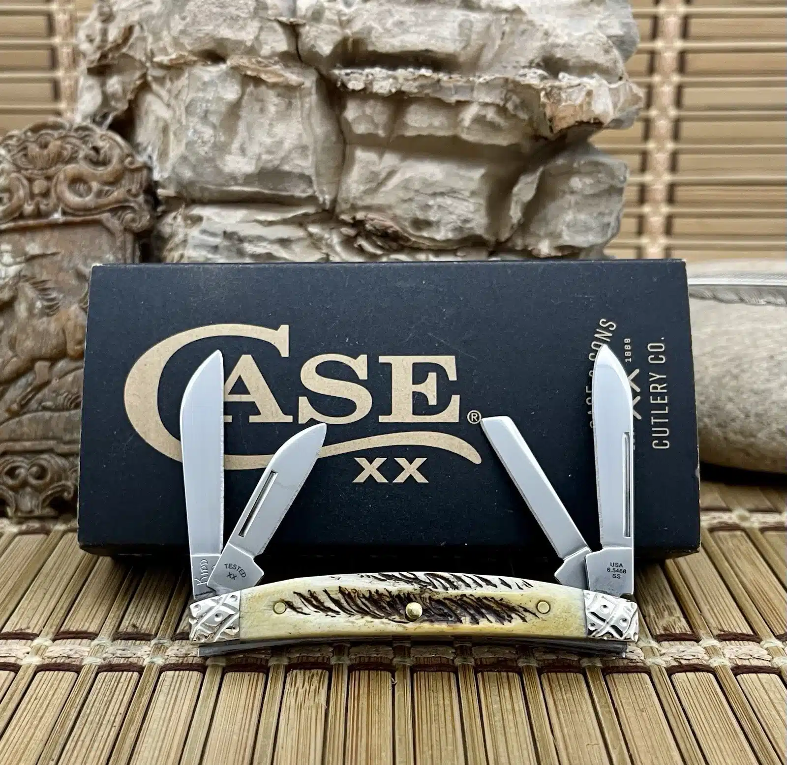 Custom Case XX 6.5 Bone Stag Engraved Small Congress Pocket Knife #20/50 - Image 4