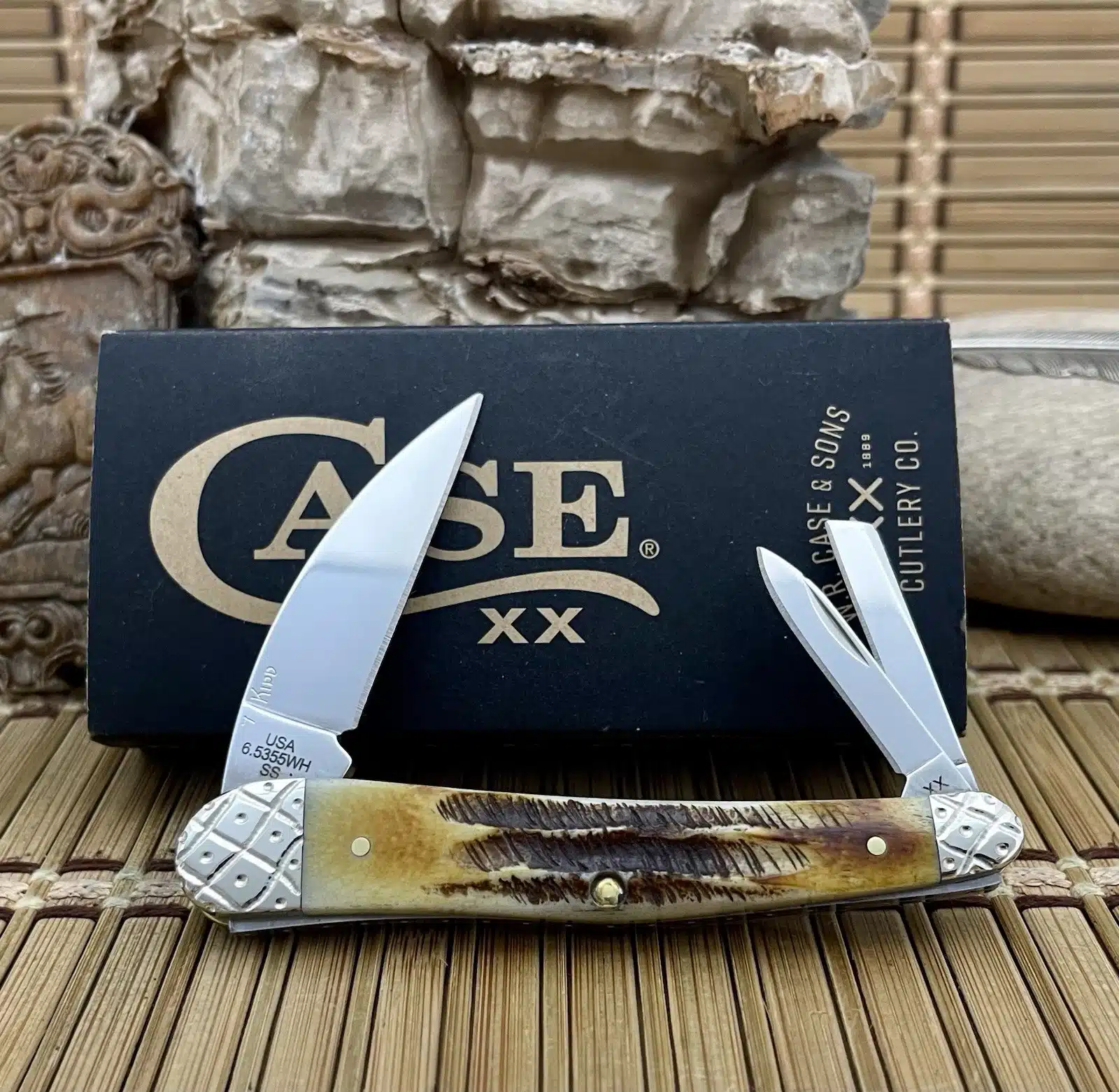 Custom Case XX 6.5 Burnt Bone Stag Engraved Seahorse Whittler Pocket Knife #07/50 - Image 4