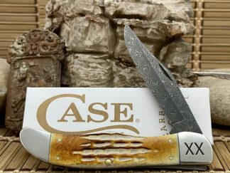 Case XX Damascus Folding Hunter - Deep Canyon Natural Bone