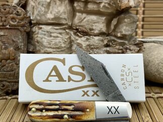 Case XX Damascus Barlow Knife - Deep Canyon Bone